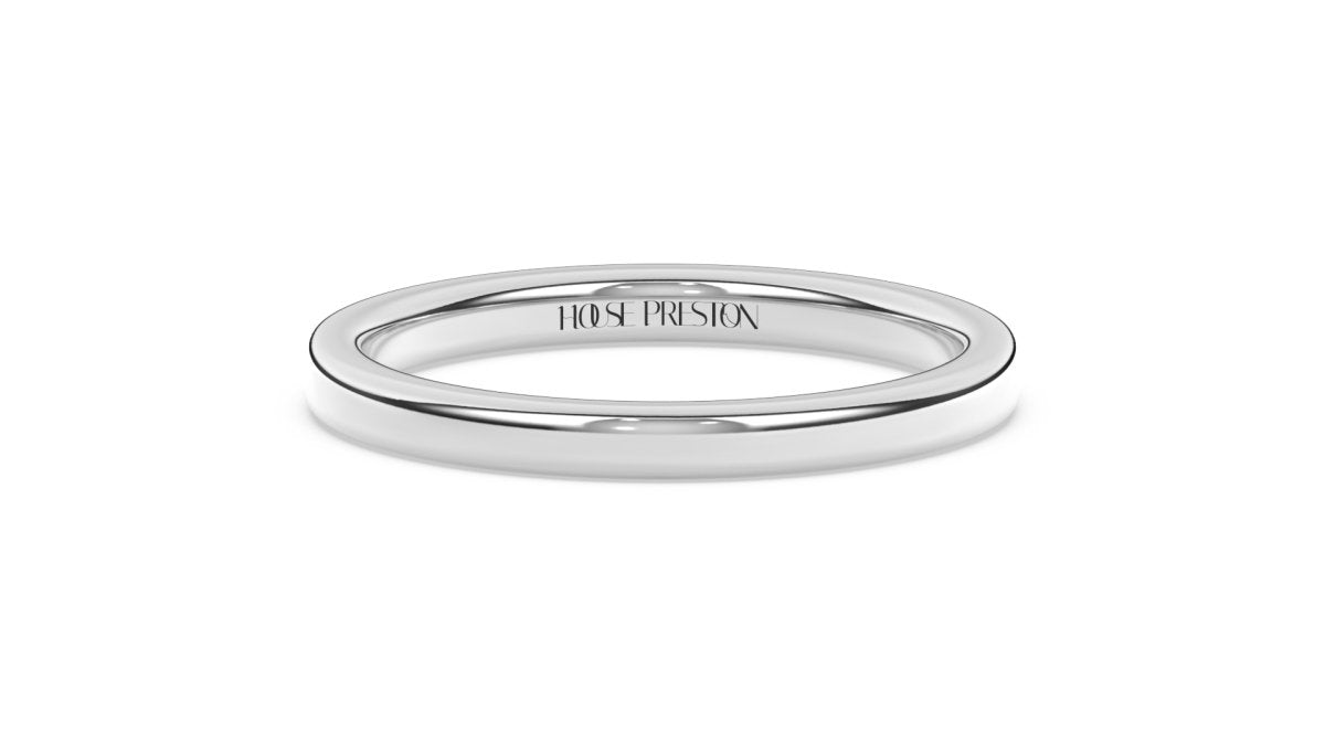 Rings 2mm Traditional Comfort Fit Wedding Band in White Gold - HOUSE PRESTON