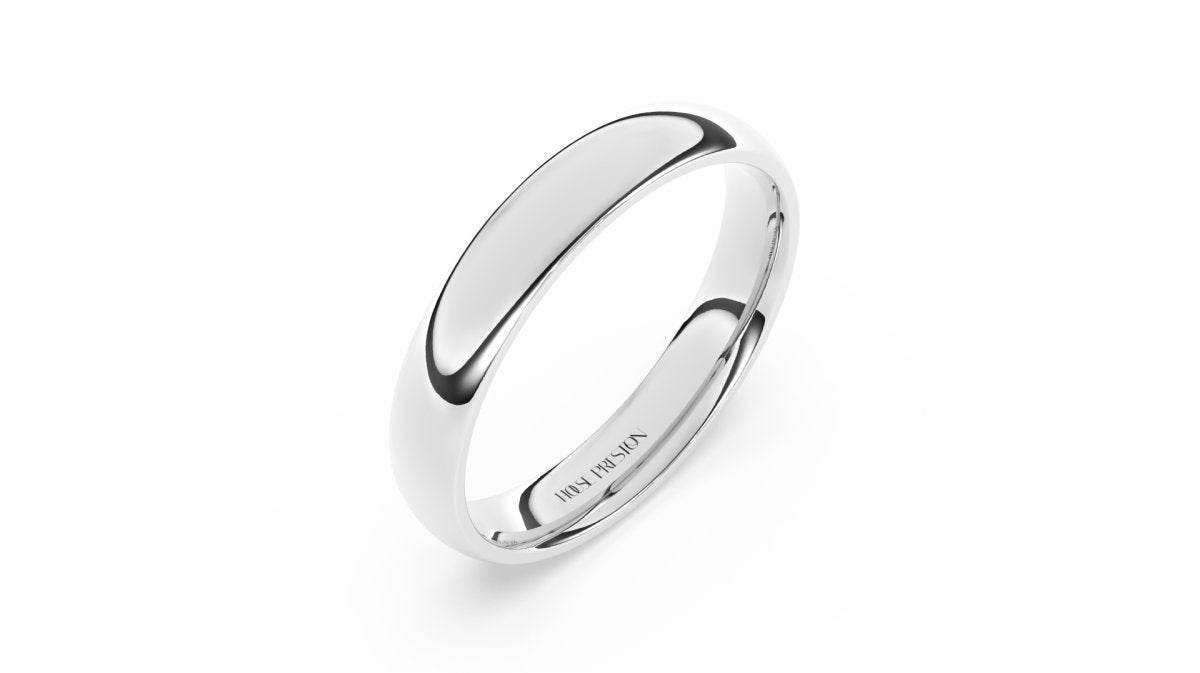 Rings 4mm Traditional Comfort Fit Wedding Band in White Gold - HOUSE PRESTON