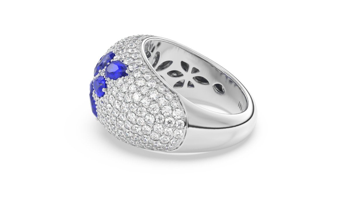 Rings Bubble Diamond Ring With Blue Sapphires in Yellow Gold - HOUSE PRESTON