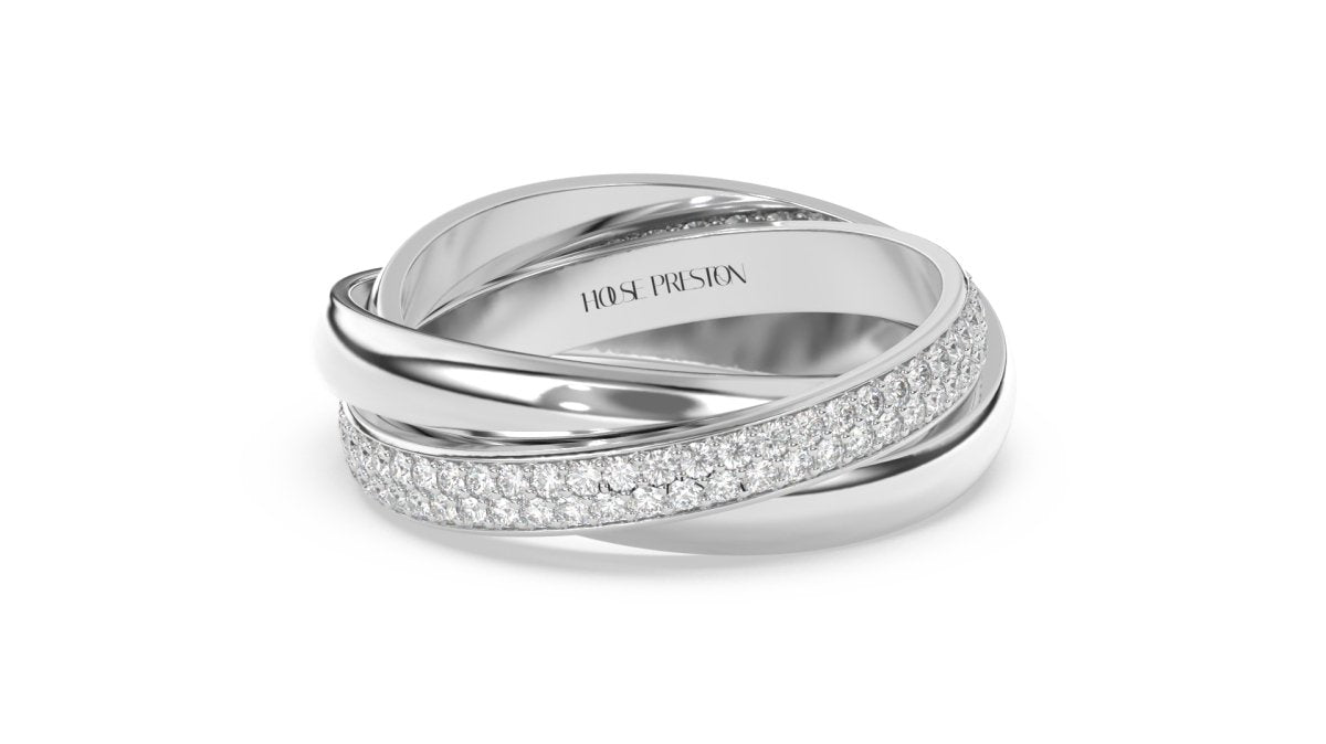 Cottsmore Interlocking Three Band Ring in Platinum - HOUSE PRESTON