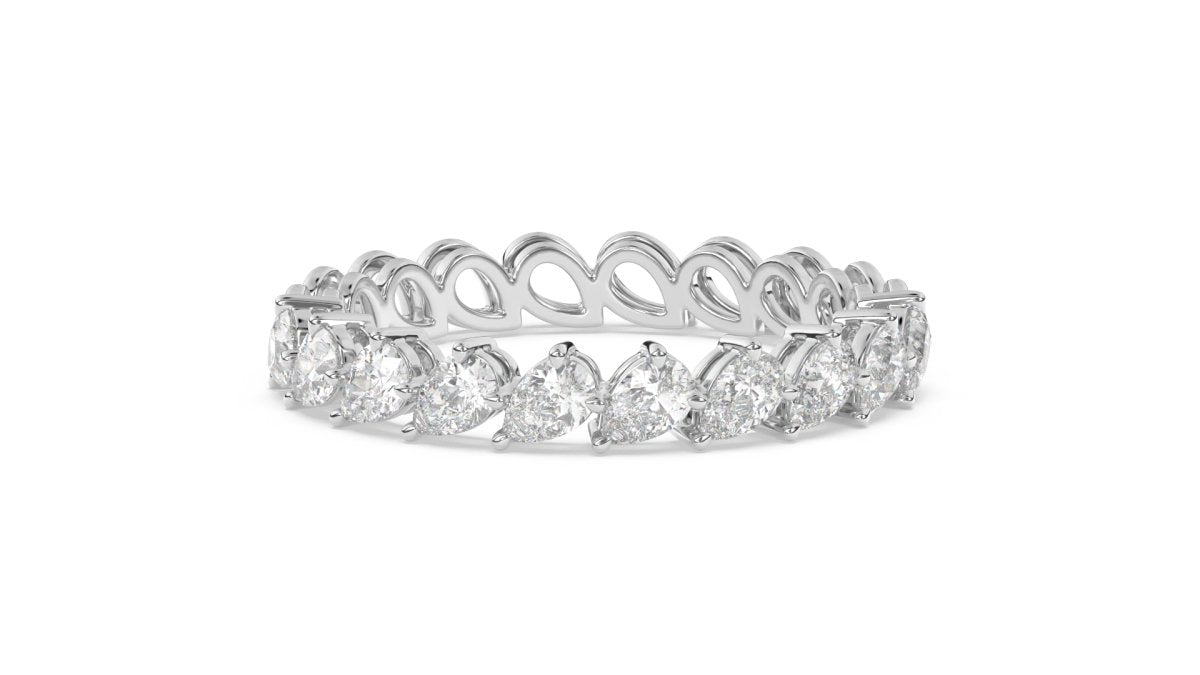 Rings Courtenay Pear Half Eternity Ring in 18K White Gold - HOUSE PRESTON