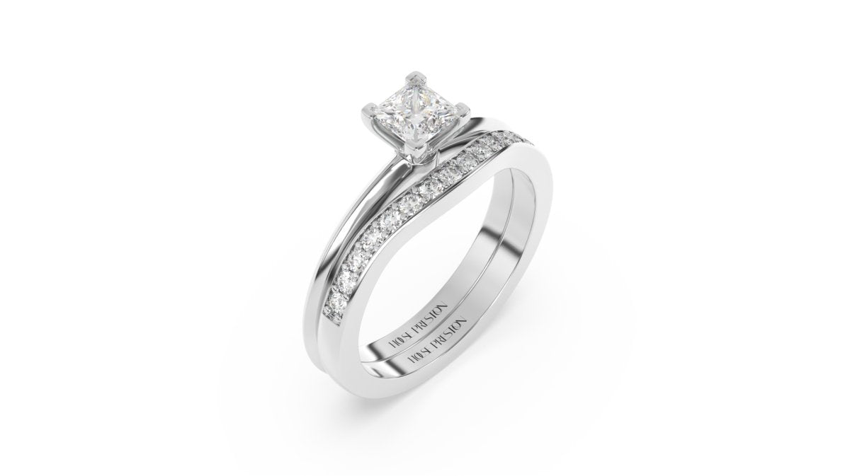 Rings Curved Half Eternity Wedding Ring in White Gold - HOUSE PRESTON