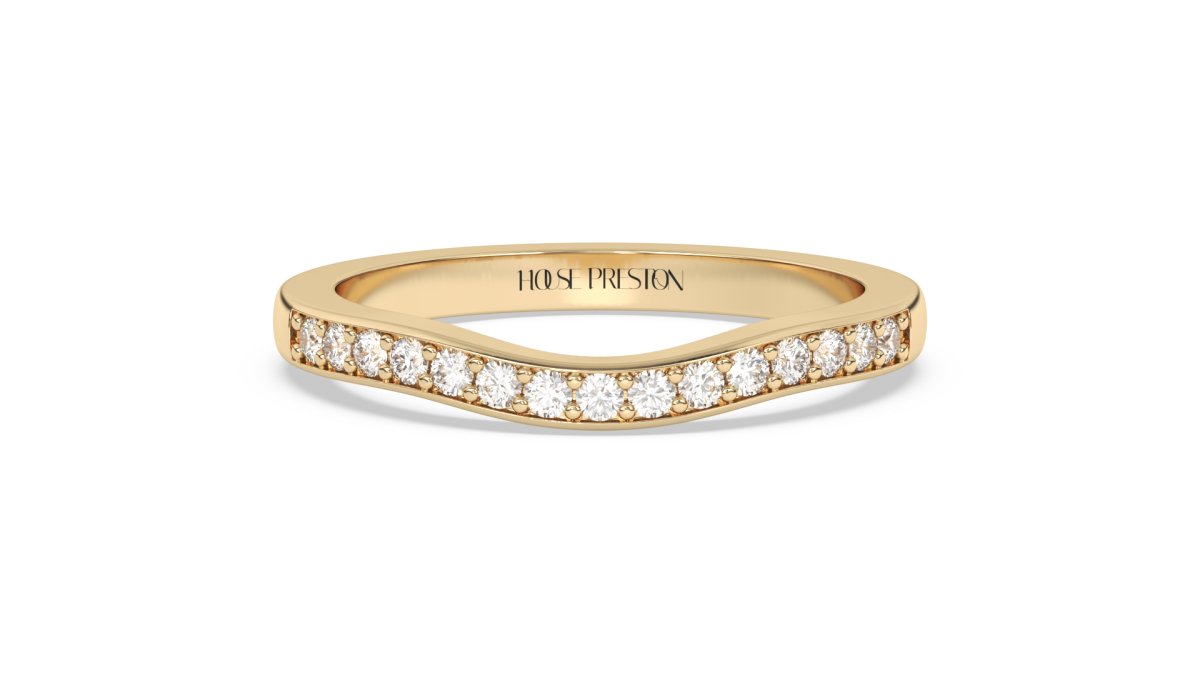Rings Curved Half Eternity Wedding Ring in Yellow Gold - HOUSE PRESTON