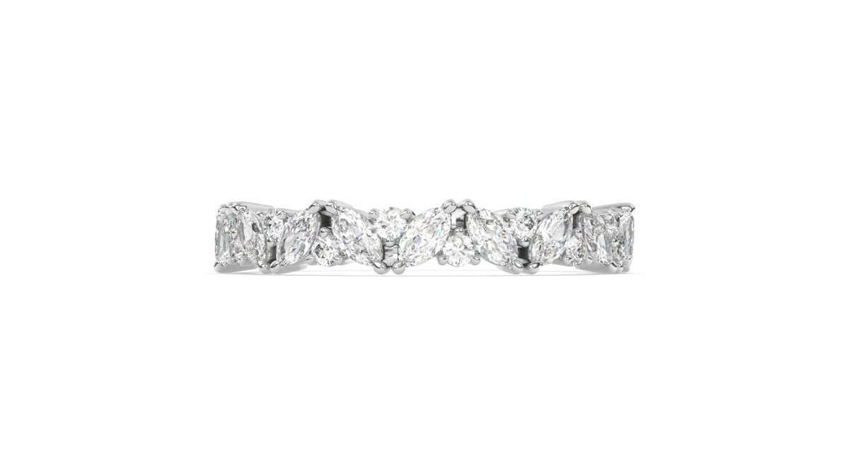 Rings Marquise and Round Diamond Ring in 18k White Gold - HOUSE PRESTON