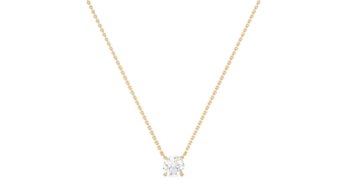 Necklaces Oxford Round Diamond Necklace in Yellow Gold - HOUSE PRESTON
