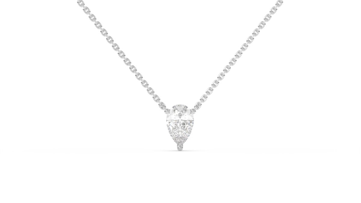 Necklaces Pavilion Pear Diamond Necklace in White Gold - HOUSE PRESTON